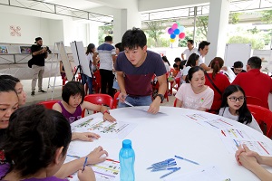 Volunteers facilitating the design workshops with residents