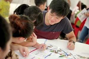 Volunteers facilitating the design workshops with residents