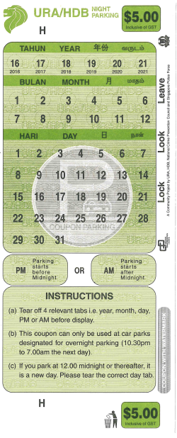 Night parking coupon