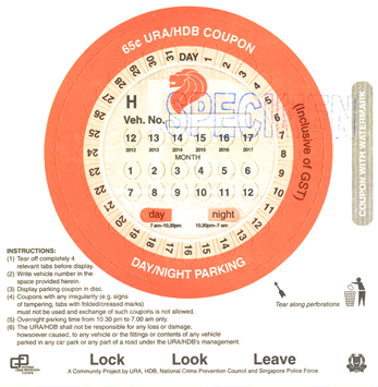Parking coupon for motorcycle