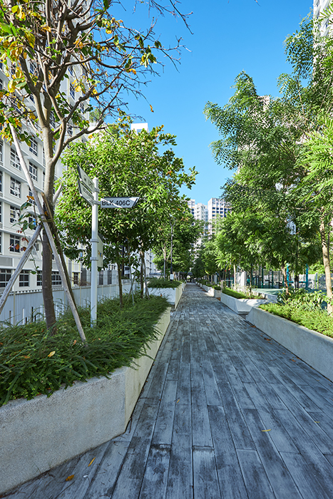 More greenery has been planted in potential hotspots around the estate to lower the ambient temperature