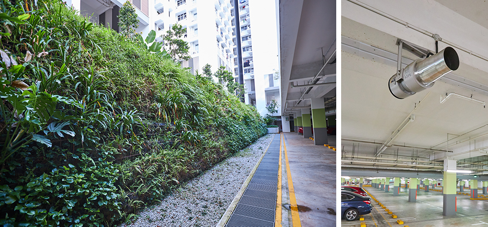 Sloping greenery and vent monitoring system