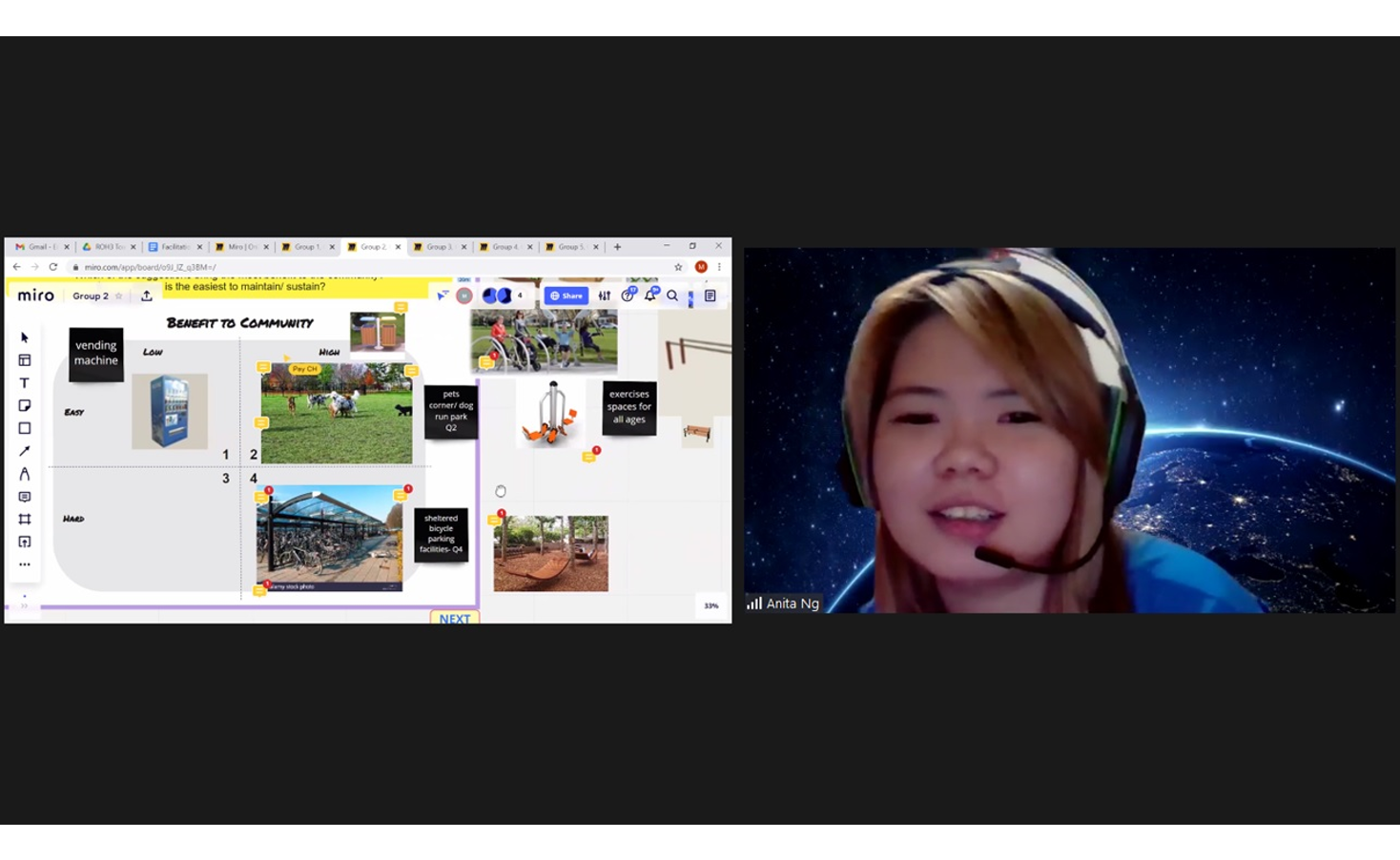 A resident sharing her ideas during an online design workshop