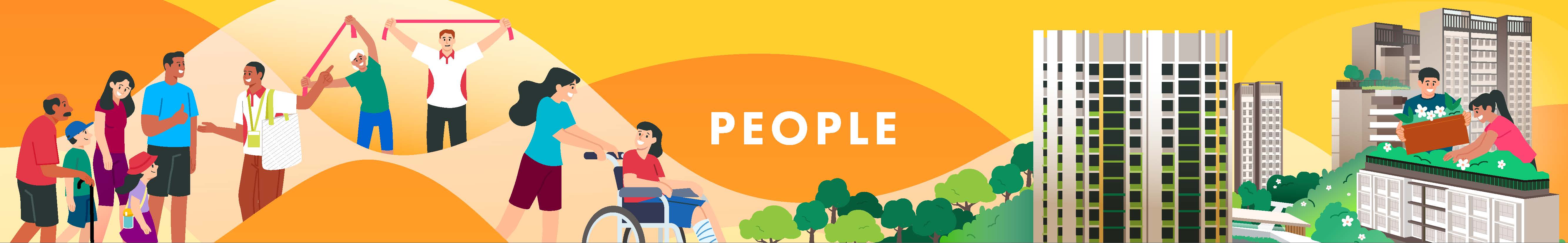 Web banner for HDB Community Day 2025 – People, showing happy residents in the heartlands.