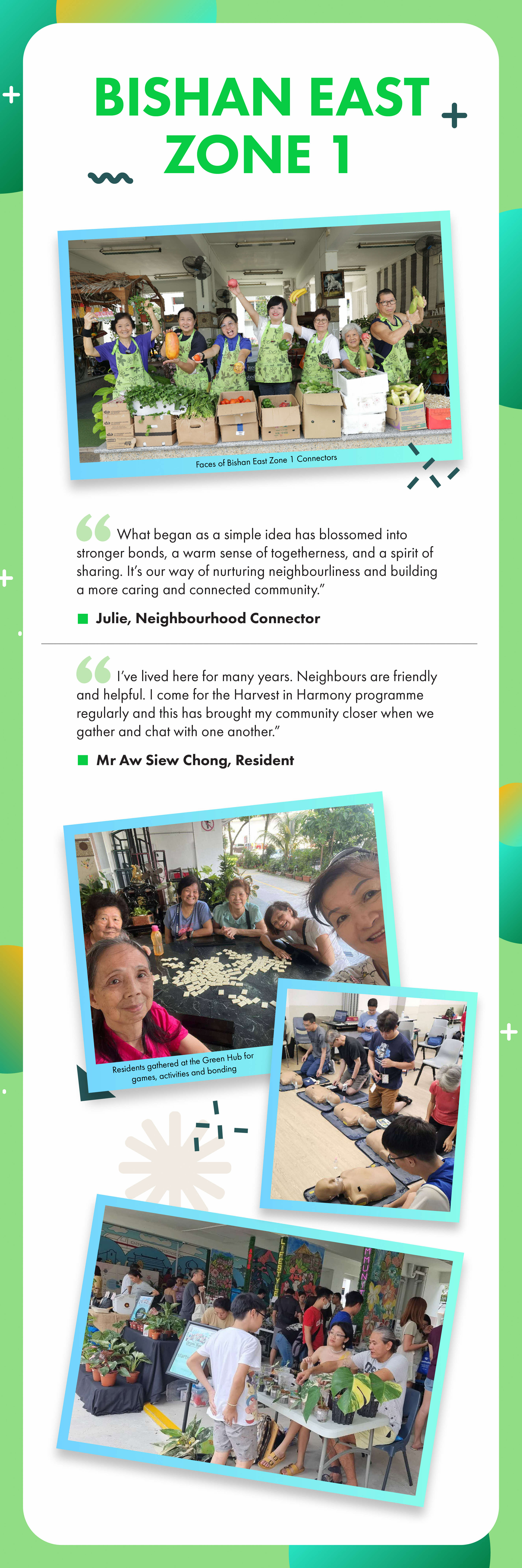 Infographic on the vibrant community space at Bishan East Zone 1