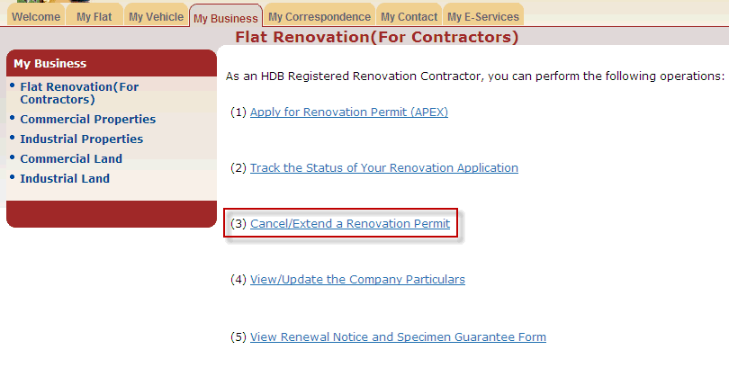 HDB | F01 Cancel-Extend A Renovation Permit - Request For Cancellation