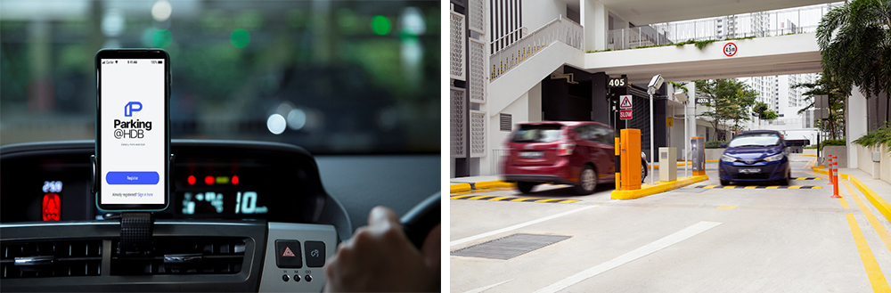 Parking@HDB app and barrier-free car park entrances and exits