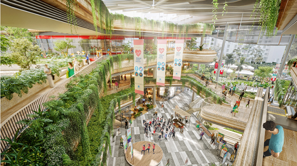 Artist’s impression of the community plaza within the neighbourhood centre